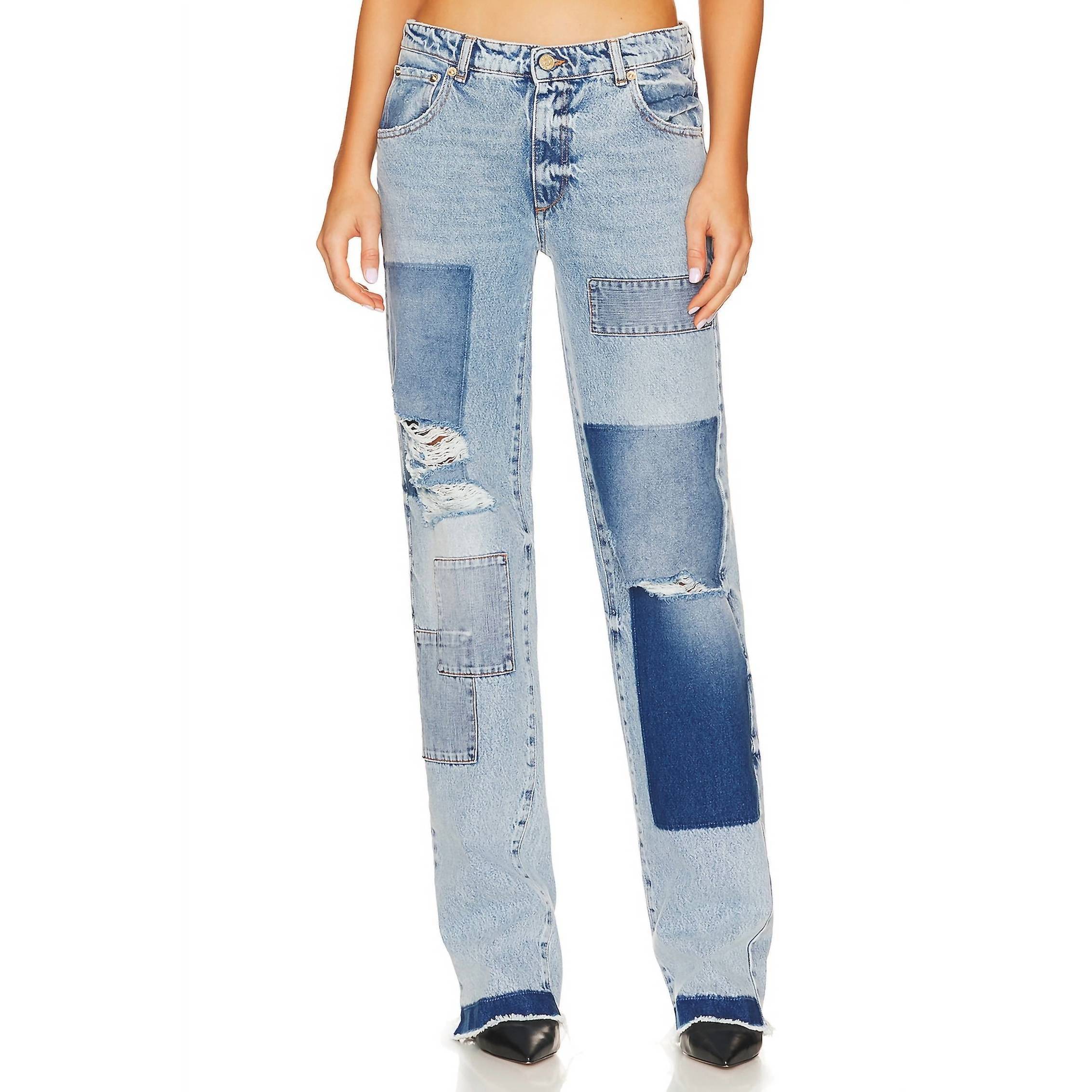 New Ser.O.Ya Heidi Straight Legpatch Jeans In Coastline
